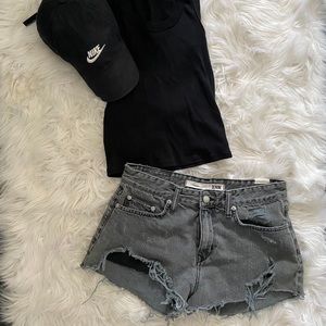 Lovers & Friends Gray Distressed Shorts